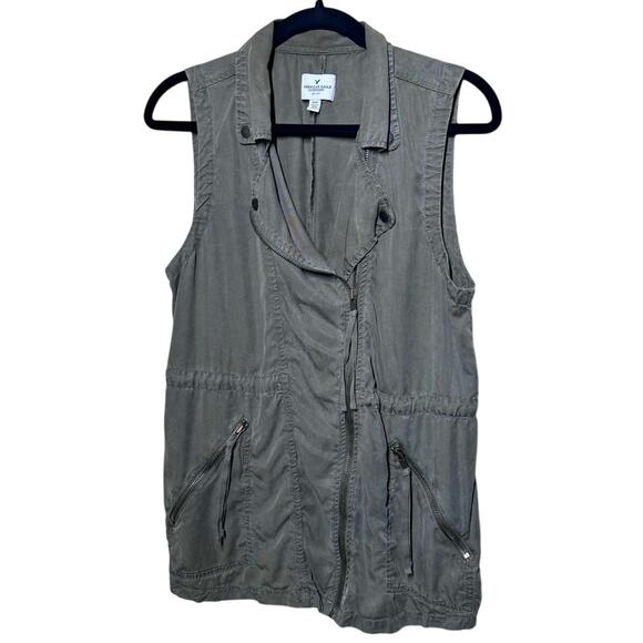 AMERICAN EAGLE GREEN GORPCORE ZIP SAFARI VEST SIZE MED LIGHTWEIGHT SUPER SOFT - Picture 5 of 6